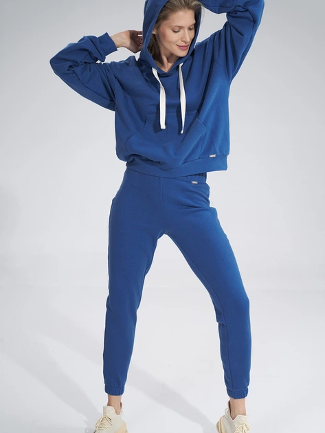 Bluza damska z kapturem kangurka Figl M801 XL Niebieska (5902194407151) - obraz 3
