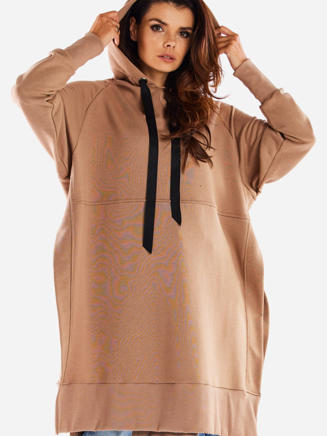 Bluza damska z kapturem oversize Infinite You M279 One Size Beżowa (5902360561373) - obraz 1