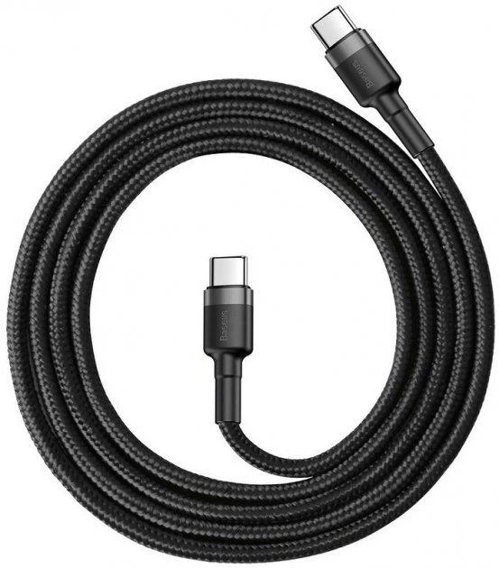 Кабель Baseus Cafule USB Type-C to USB Type-C 1м 3A PD 60W Black/Grey (CATKLF-GA91) - изображение 2