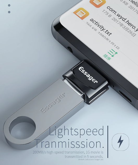 Перехідник OTG ESSAGER USB-на-Micro USB Black - зображення 4