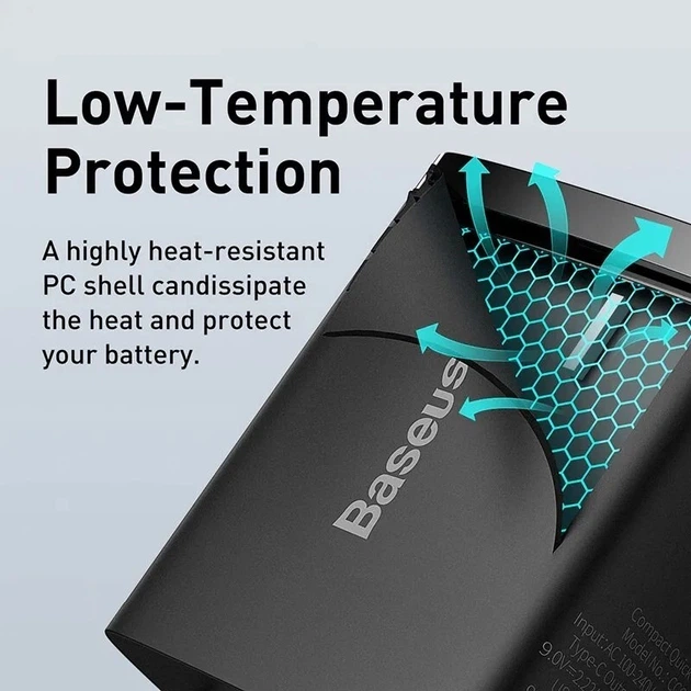 Сетевое зарядное устройство Baseus Dual Quick Charger Type c (PD)+ USB (QC3.0) 20w - изображение 6