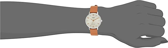 Женские часы Casio LTP-VT01L-5BUDF Серебристые со светло-коричневым Кожаный ремешок - изображение 5