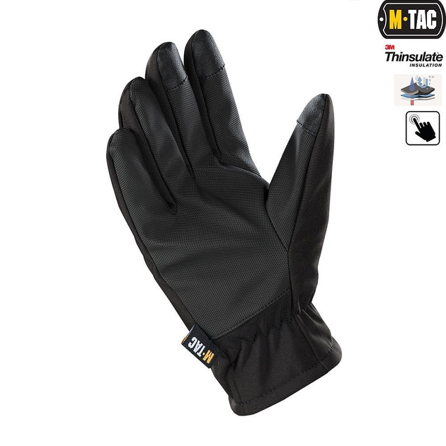 Тактичні рукавички M-Tac Soft Shell Thinsulate Black, Зимові військові рукавички, Теплі стрілецькі рукавички, М - зображення 2