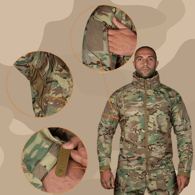 Тактична зимова куртка на флісі Phantom System Multicam / Водовідштовхувальна військова куртка камуфляж, S - зображення 1