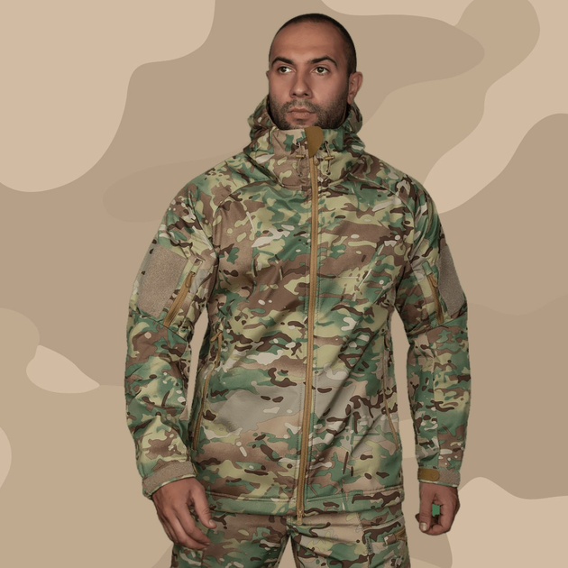 Тактическая зимняя куртка на флисе CM Stalker SoftShell Multicam / Водоотталкивающая военная куртка камуфляж, XXL - изображение 1