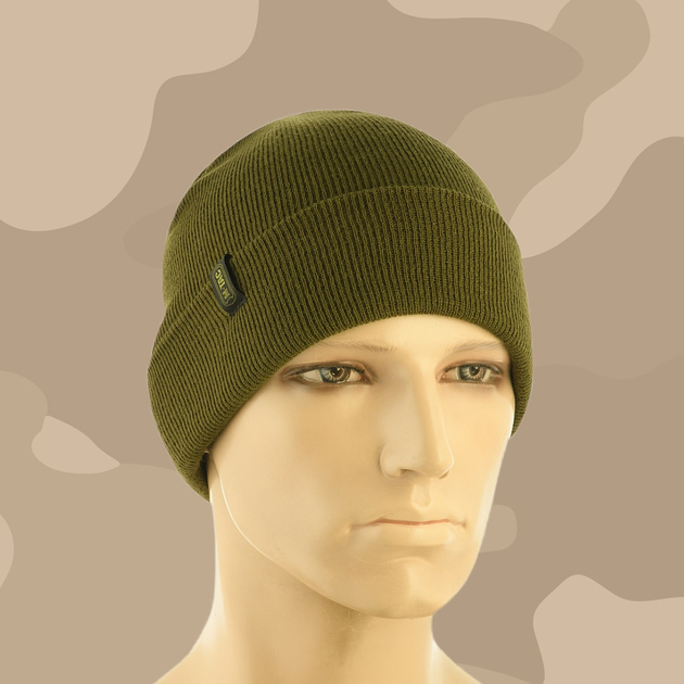M-Tac шапка тонкая вязка 100% акрил Olive, L-XL - изображение 1