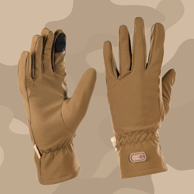 Тактические перчатки M-Tac Winter Soft Shell Coyote, Зимние военные перчатки, Теплые стрелковые перчатки, M - изображение 1