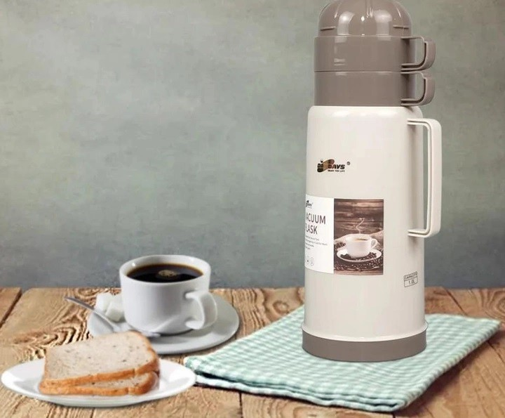 Вакуумный термос со стеклянной колбой и двумя чашками Vacuum Flask ...