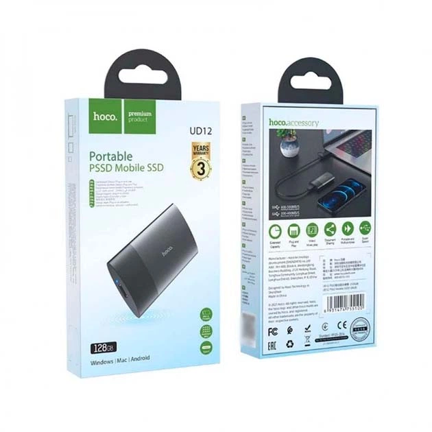Накопичувач зовнішній Hoco UD12 PSSD Type-C (128GB) Сірий - изображение 2