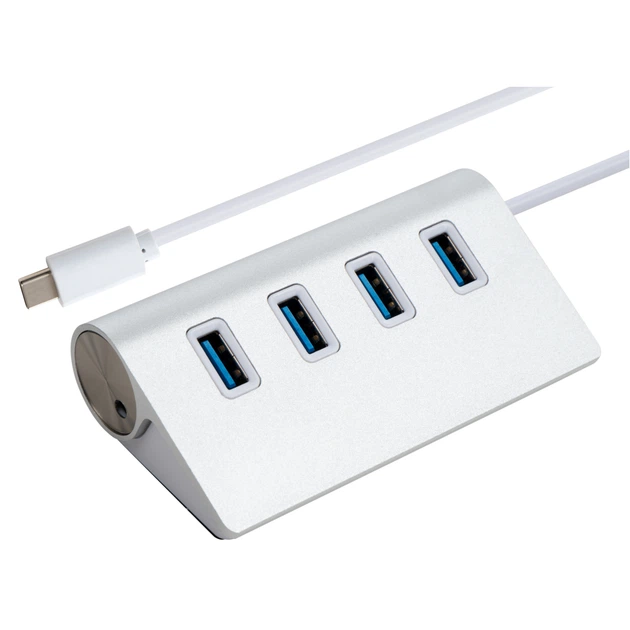 Концентратор Vinga Type-C to 4*USB3.0 1.0m cable aluminium (VCPHCU304) - Фото 1 Концентратор Vinga Type-C to 4*USB3.0 1.0m cable aluminium (VCPHCU304) - зображення 1