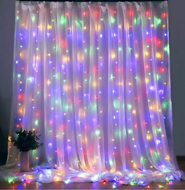 Гирлянда светодиодная Штора 2х2 м 160 LED мультик - Фото 4 Гирлянда светодиодная Штора 2х2 м 160 LED мультик - изображение 4