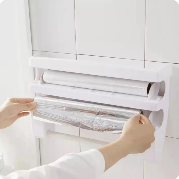 Кухонный диспенсер органайзер для кухни Kitchen Roll Triple Paper Dispenser держатель полотенец пищевой пленки и фольги Happy Home ART 6888 - Фото 3 Кухонный диспенсер органайзер для кухни Kitchen Roll Triple Paper Dispenser держатель полотенец пищевой пленки и фольги Happy Home ART 6888 - изображение 3