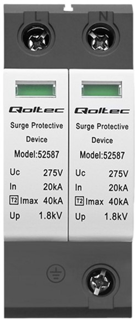 Ogranicznik ochronnik przepięć Qoltec AC 2P 275 V T2 C (5901878525877) - obraz 5