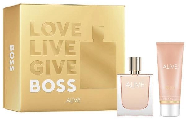 Набір для жінок Hugo Boss Alive Love Live Give Парфумована вода 50 мл + Лосьйон для тіла 75 мл (3616303428549) - зображення 1