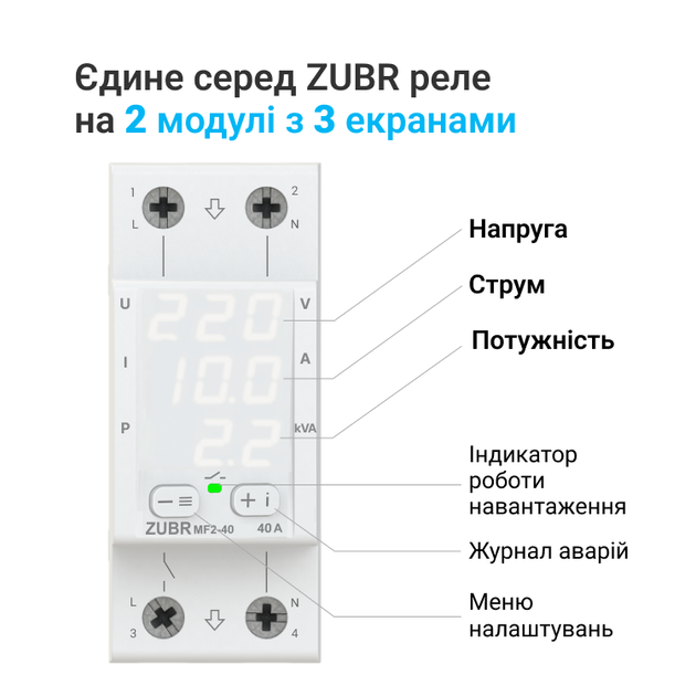 Мультифункціональне реле ZUBR MF2-50 4820120222580 - Фото 3 Мультифункціональне реле ZUBR MF2-50 4820120222580 - зображення 3