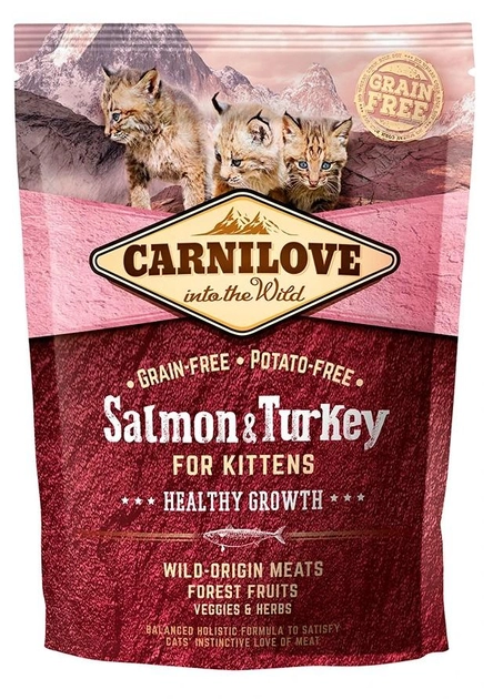 Sucha karma dla kociąt Carnilove Salmon and Turkey Kitten 400 g (8595602512232) - obraz 1