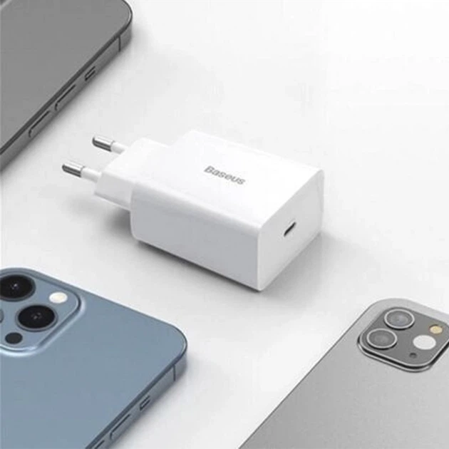 Сетевое зарядное устройство Baseus адаптер Type-C с быстрой зарядкой 20W, Белый - изображение 7