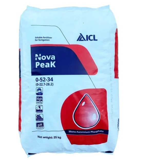 Монокалий фосфат ICL Novapeak (удобрение водорастворимое) 0-52-34 (Израиль), 25 кг 