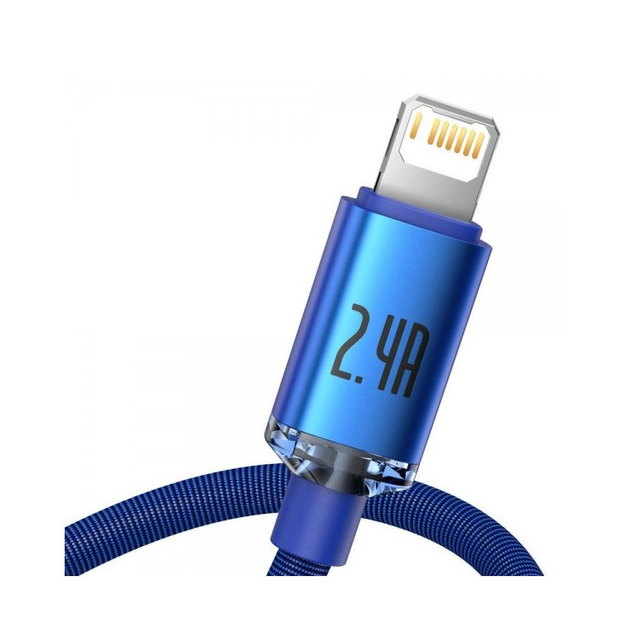 Кабель Baseus CAJY000101 Crystal Shine Series Lightning 2.4A 200см blue - изображение 4
