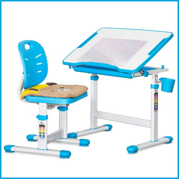Комплект Evo-kids Evo-06 Ergo Blue (парта + стул) Голубой (Evo-06 Ergo BL) - изображение 1