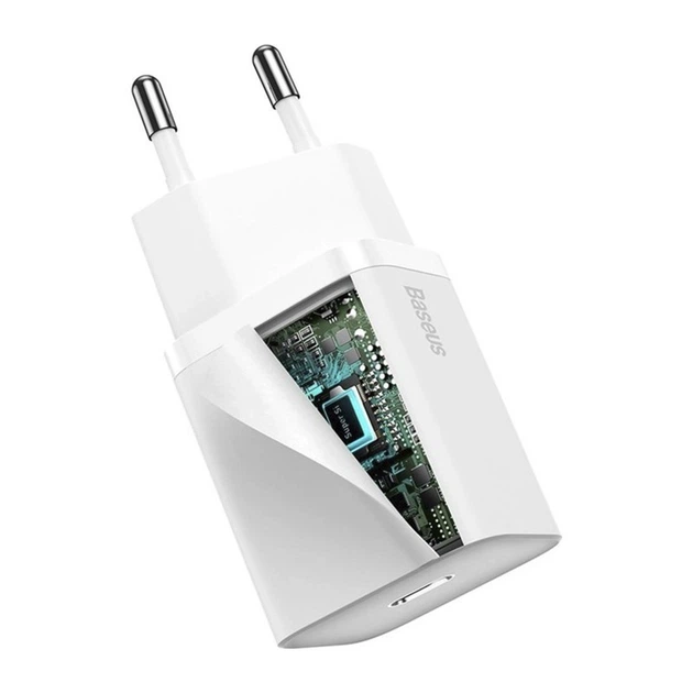 Мережевий зарядний пристрій Baseus Quick Charger адаптер Type-C з швидкою зарядкою, 20W, Білий - Фото 4 Мережевий зарядний пристрій Baseus Quick Charger адаптер Type-C з швидкою зарядкою, 20W, Білий - зображення 4