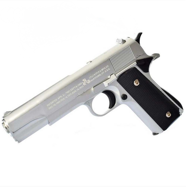 Детский страйкбольный пистолет Desert Eagle 22 см, металлический на пластиковых пульках UKC 1911A Серебристый - изображение 1