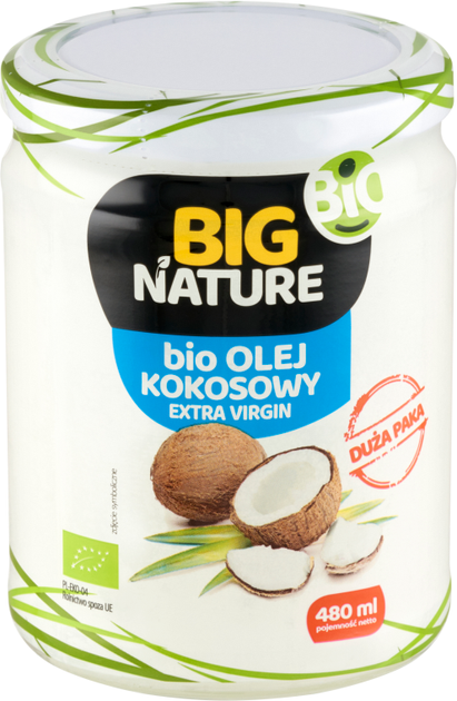 Olej kokosowy Big Nature Bio Extra Virgin 480 ml (5903293144107) - obraz 1