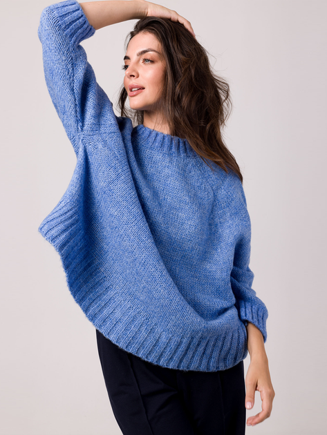 Sweter z golfem damski ciepły BeWear BK105 One Size Niebieski (5905563715673) - obraz 1