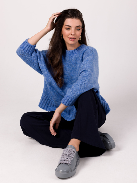 Sweter z golfem damski ciepły BeWear BK105 One Size Niebieski (5905563715673) - obraz 5