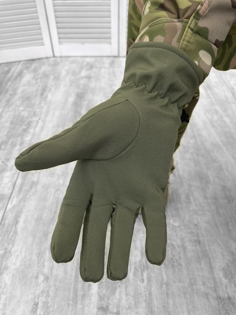 Тактичні зимові рукавички Soft Shell Tactical Gloves Olive XL - изображение 2