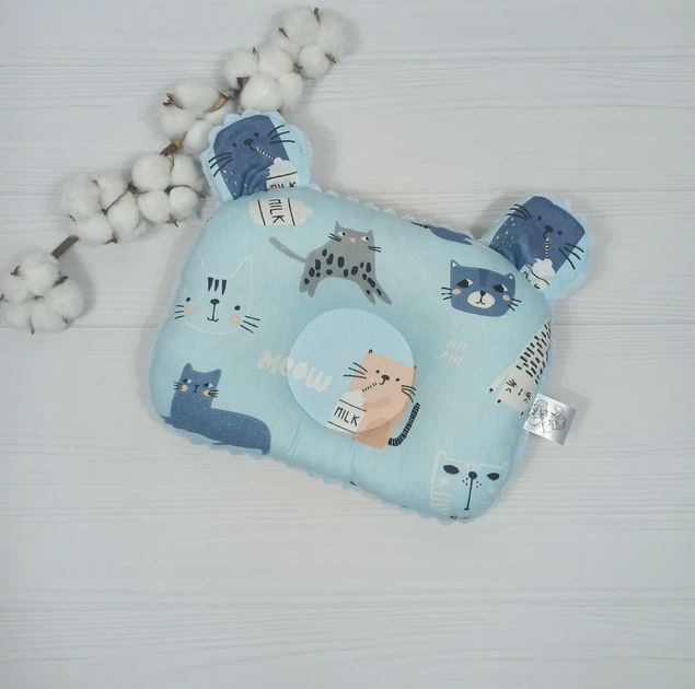 Набір для новонародженого: 5 пелюшок, подушка і іграшки a.l.babybox Котики Блакитні - зображення 2