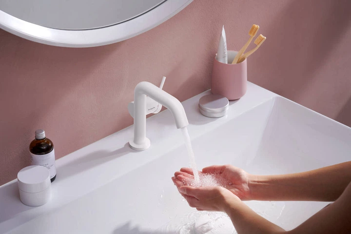 Cмеситель для умывальника однорычажный HANSGROHE Tecturis S EcoSmart+ белый латунь с донным клапаном 73320700 - изображение 8