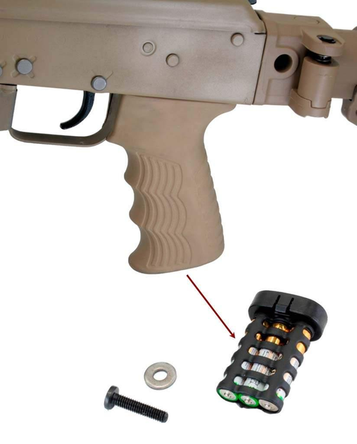 Прогумована пістолетна ручка AK-74/АК-47, Сайга DLG TACTICAL DLG-098 Пісочний - зображення 2