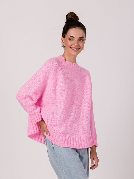 Sweter damski elegancki BeWear BK105 One Size Różowy (5905563715666) - obraz 1