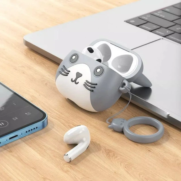 Беспроводные детские наушники Hoco EW46 CAT Bluetooth с зарядным кейсом и микрофоном блютуз наушники вкладыши серые - Фото 2 Беспроводные детские наушники Hoco EW46 CAT Bluetooth с зарядным кейсом и микрофоном блютуз наушники вкладыши серые - изображение 2