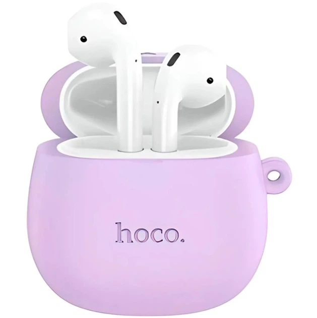 Беспроводные детские наушники Hoco EW45 Bluetooth с зарядным кейсом и микрофоном блютуз вкладыши фиолетовые - изображение 3