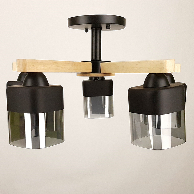 Люстра на 5 плафонов Sneha (9962778095/5A BLACK+WOOD) - изображение 2