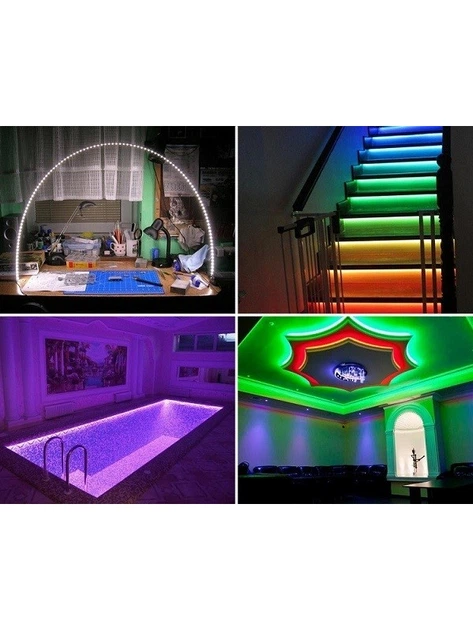Світлодіодна стрічка SMD 3528 RGB (54 LED/m) 5 метрів на силіконі з блоком та пультом керування різнокольорова (повний комплект) - зображення 11
