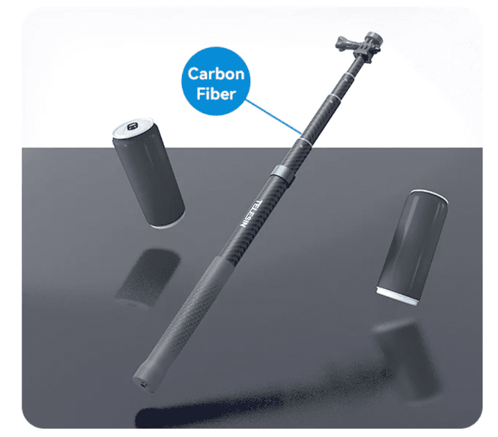 Монопод для екшн-камер Telesin Carbon Fiber Selfie Stick 44-300см (GP-MNP-300-3) - изображение 7