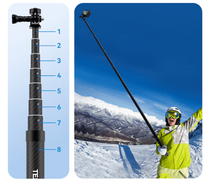 Монопод для екшн-камер Telesin Carbon Fiber Selfie Stick 44-300см (GP-MNP-300-3) - изображение 9
