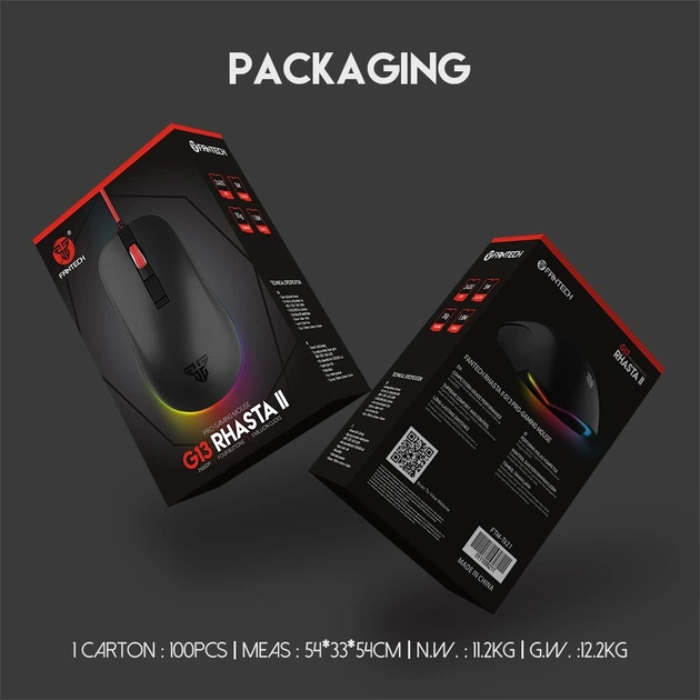 Игровая компьютерная мышь Fantech G13 Rhasta II USB с RGB c подсветкой 1.8м DPI 800-2400 Нейлон Black - изображение 7