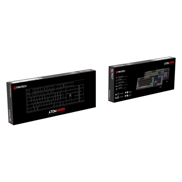 Ігрова провідна механічна клавіатура Fantech ATOM MK886 Red Switch "Тихі" Switch c RGB підсвічуванням Black/Black - зображення 12