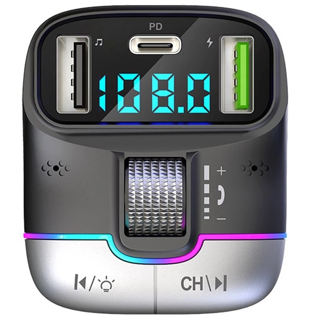Подвійний USB Qc PD FM-модулятор Gzoi аудіоадаптер Автомобільний зарядний пристрій від прикурювача - зображення 2