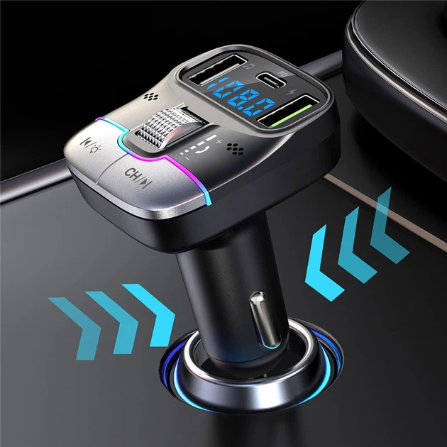Подвійний USB Qc PD FM-модулятор Gzoi аудіоадаптер Автомобільний зарядний пристрій від прикурювача - зображення 6
