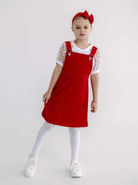 Подростковый вельветовый сарафан для девочки Ласточка 23_5001 152-158 см Красный (ROZ6501046303) - Фото 2 Подростковый вельветовый сарафан для девочки Ласточка 23_5001 152-158 см Красный (ROZ6501046303) - изображение 2