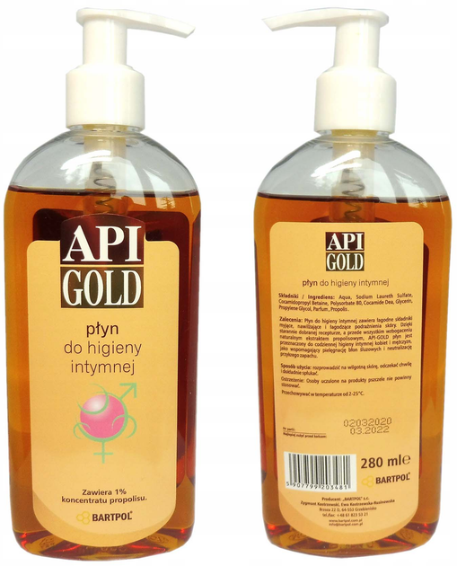 Płyn do higieny intymnej Bartpol Api Gold 280 ml (5907799203481) - obraz 1