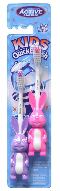Набір зубних щіток Beauty Formulas Active Oral Care Kids Rabbit Quick Brush 3-6 Years 2 шт (5012251011976) - зображення 1