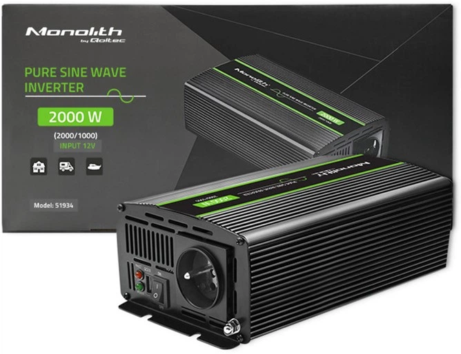 Przetwornica samochodowa Qoltec Monolith 1000W/2000W 12V na 230V czysty sinus (51934) (5901878519340) - obraz 9