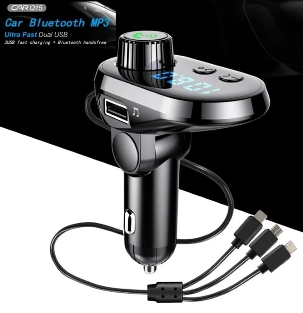 Трансмітер FM MOD CAR Q15 модулятор для авто із зарядкою typeC/microUSB/Lightning Bluetooth Чорний - Фото 6 Трансмітер FM MOD CAR Q15 модулятор для авто із зарядкою typeC/microUSB/Lightning Bluetooth Чорний - зображення 6