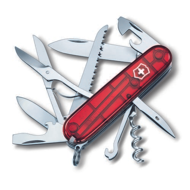 Ніж Victorinox Huntsman 91мм/15функ/прозорий червоний, блістер - зображення 1